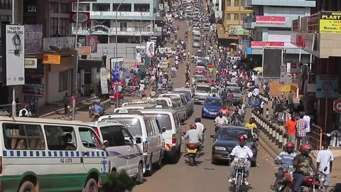 Density image of life, people and vehicles in the City of Uganda Stock Footage 148748053