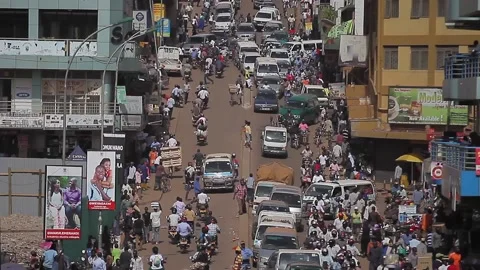 Density image of life, people and vehicles in the City of Uganda Stock Footage 148748146