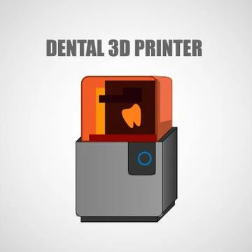 Dental 3d printer in modern style. Dentistry vector icon. Graphic element. Stock Illustration