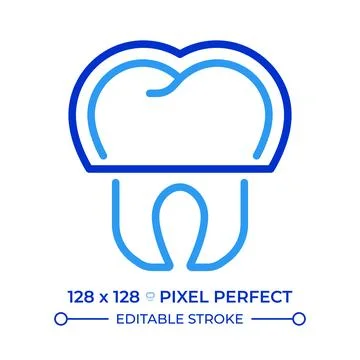Dental aligners pixel perfect two color line icon Stock Illustration