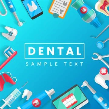 Dental Banner Background Concept With Flat Icons Isolated. Vector Illustration Stock Illustration
