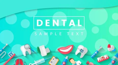 Dental Banner Background Concept With Flat Icons Isolated. Vector Illustration Stock Illustration