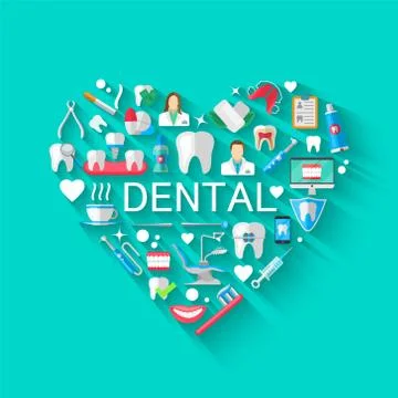 Dental Banner Background Concept With Flat Icons Isolated. Vector Illustration Stock Illustration