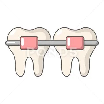 Dental brace icon, cartoon style Stock Illustration