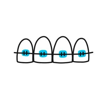 Dental braces doodle icon, vector illustration Stock Illustration
