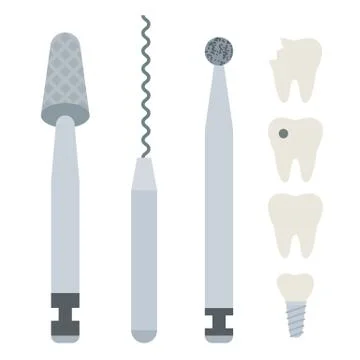 Dental burs with dental implants vector icon flat isolated Stock-Illustration