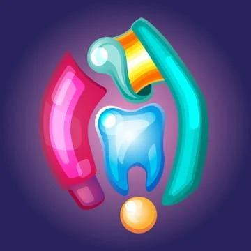 Dental care concept. Toothpaste bubbles foam. Oral hygiene. illustration flat Stock Illustration