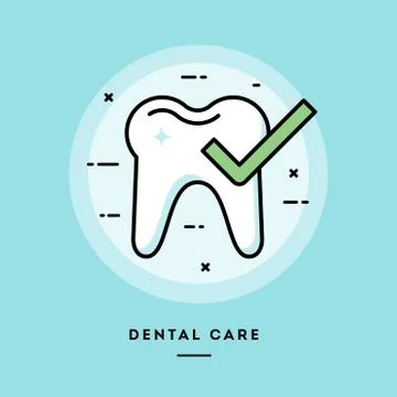 Dental care, flat design thin line banner, vector illustration Stock Illustration