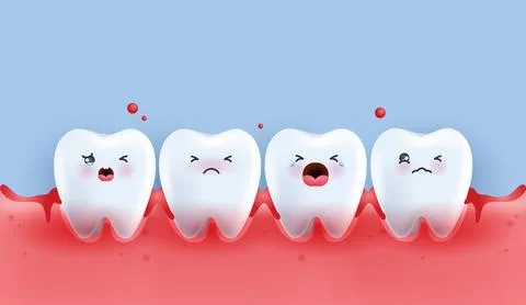 Dental care illustration set. dentists treat  teeth decay to avoid pain whe.. Illustrazione stock