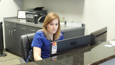 Dental Care Receptionist Stock Footage