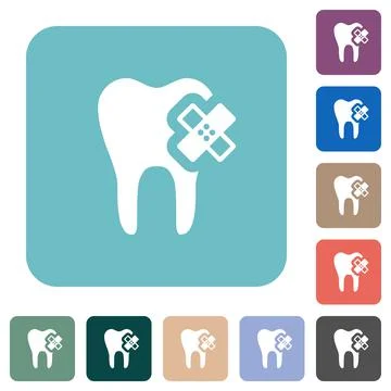 Dental care rounded square flat icons Stock Illustration
