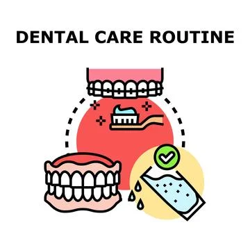 Dental care routine for oral hygiene and health Stock Illustration