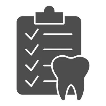 Dental checklist and tooth solid icon, Hygiene routine concept, Teeth Diagnostic Illustrazione stock