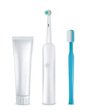 Dental cleaning tools set, vector realistic mockups Stock Illustration