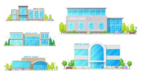 Dental clinic, hospital, dentist office buildings Stock Illustration