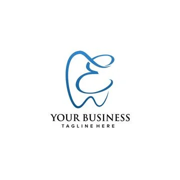 Dental clinic initial letter E logo design continuousline luxury style Illustrazione stock