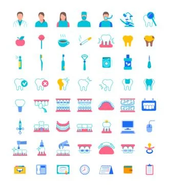 Dental clinic services flat vector icons Illustrazione stock