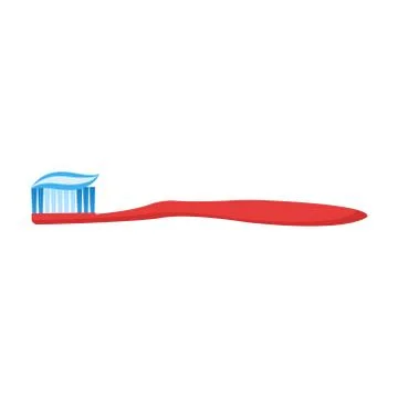 Dental concept. Toothbrush with toothpaste isolated. Flat design, vector. Illustrazione stock