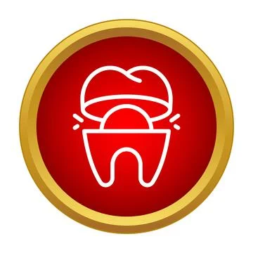 Dental crown restoration process on tooth icon Stock-Illustration