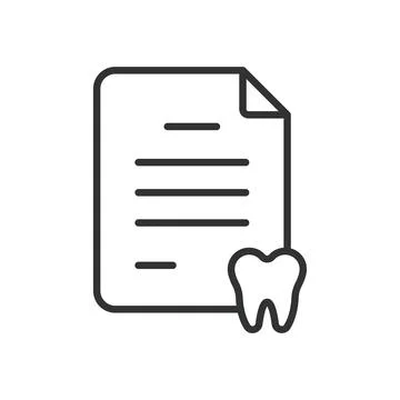 Dental document record, icon in line design. dental, document, record, file Stock Illustration