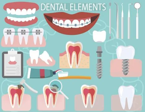 Dental elements set Stock Illustration