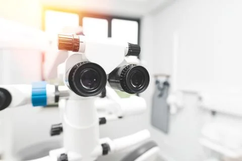 Dental endodontic binocular microscope 스톡 사진