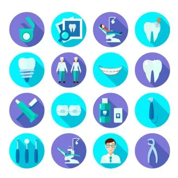 Dental Flat Icon Set Stock Illustration