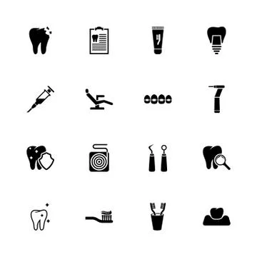 Dental - Flat Vector Icons Stock Illustration
