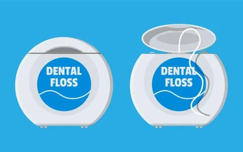 Dental floss in box. Container thread for tooth Stock Illustration