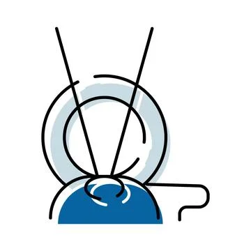 Dental floss cleaning between teeth line art Stock Illustration