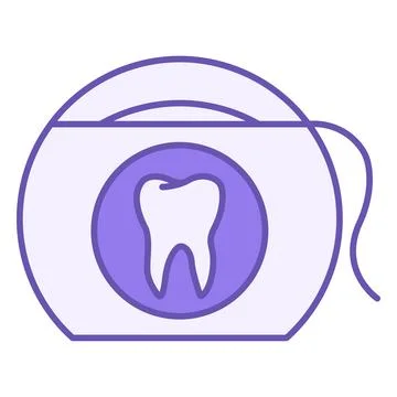 Dental Floss Colored Icon. Vector Icon of Teeth Cleaning Tool. Dental care .. 스톡 일러스트