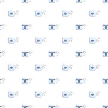 Dental floss containers repeating pattern for oral hygiene concept Illustrazione stock
