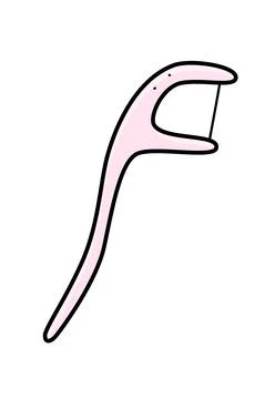Dental floss doodle icon. Vector illustration of the concept of dental care,  Stock Illustration