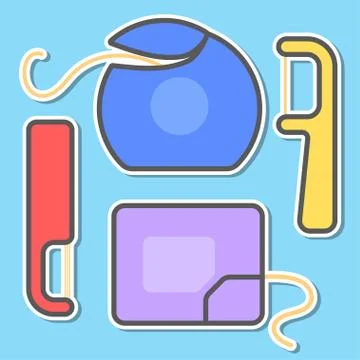 Dental floss set. Stock Illustration
