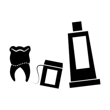 Dental floss with toothpaste and tooth vector illustration Stockillustratie