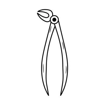 Dental forceps. Linear doodle icon. Dental care, stomatology, medical denti.. Stock Illustration