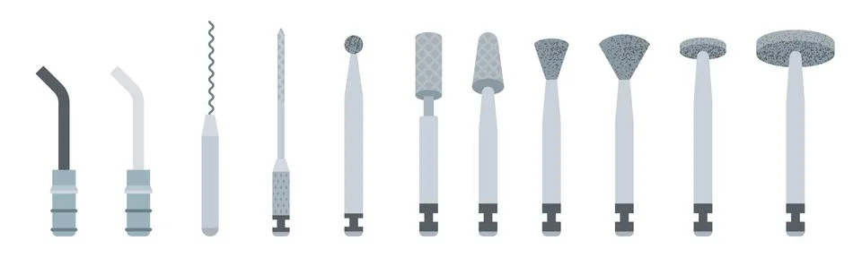 Dental grinding tools vector icon flat isolated Illustrazione stock