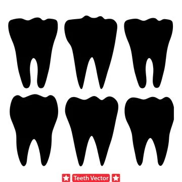 Dental Harmony  Tooth Silhouette Bundle for Creative Designs Stock Illustration