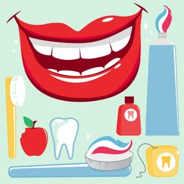 Dental hygiene object collection. Vector illustration Stock Illustration