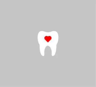 Dental icon vector template - tooth and heart Stock Illustration