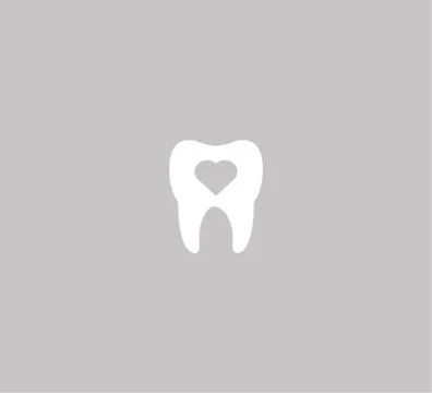 Dental icon vector template - tooth and heart on a gray background Stock Illustration