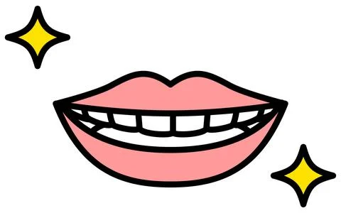 Dental: Image of clean teeth, simple line drawing icon Stock Illustration