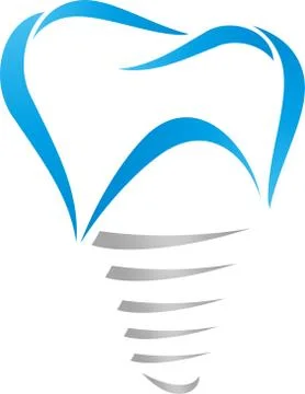 Dental Implant Drawn, Tooth and Dentist Logo Stock Illustration