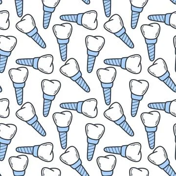 Dental implant seamless pattern vector illustration イラスト素材