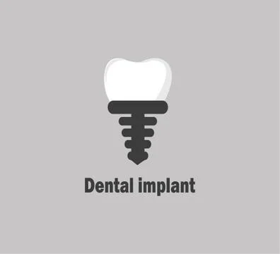 Dental Implant - Vector Flat Design Icon Stock Illustration