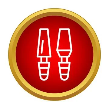 Dental implants or prosthetics in a red circular icon Stock Illustration