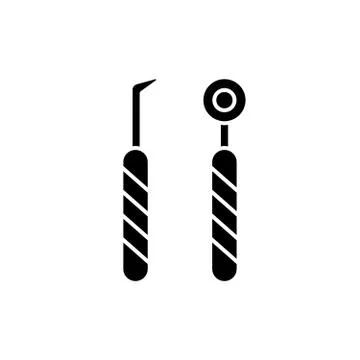 Dental instruments black icon, vector sign on isolated background. Dental Stock Illustration