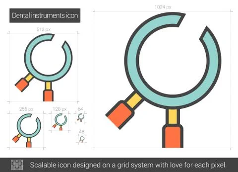 Dental instruments line icon Stockillustratie