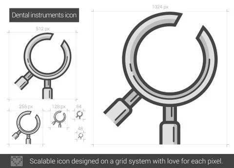 Dental instruments line icon イラスト素材