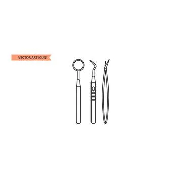 Dental instruments mirror probe forceps vector illustration Stock Illustration